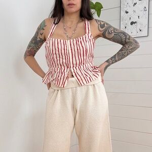 VRG GRL linen stripe cross back tank